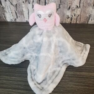 Hudson Baby HB Pink Owl Lovey Plush Security‎ Blanket Gray 14" Baby Girl